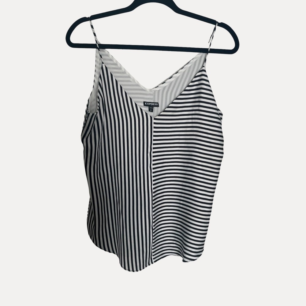 Express black and white striped tank, size M